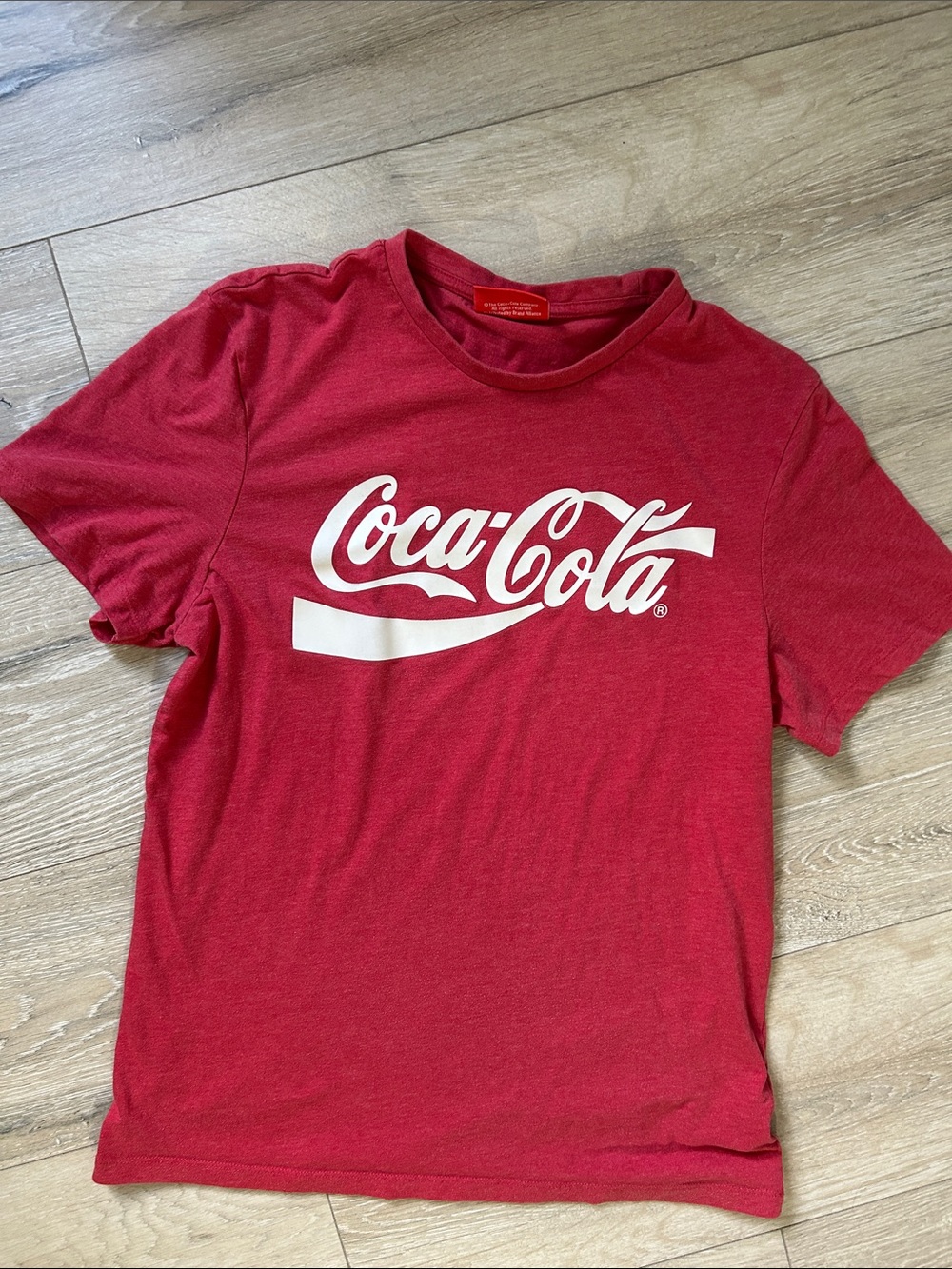Coca Cola Heathered Red Short Sleeve Tee with White Logo